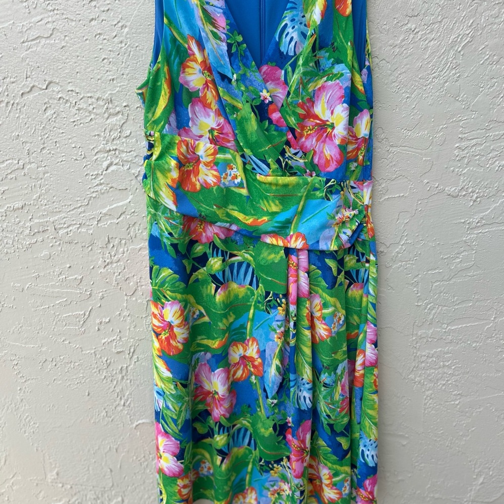 Ralph Lauren Women's Floral Jersey Sleeveless Dress Size 12